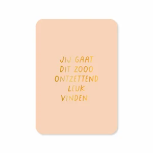 Kaart Jij gaat dit zooo ontzettend leuk vinden (met goudfolie)